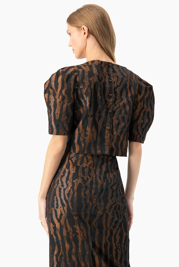 Blusa corta de manga globo