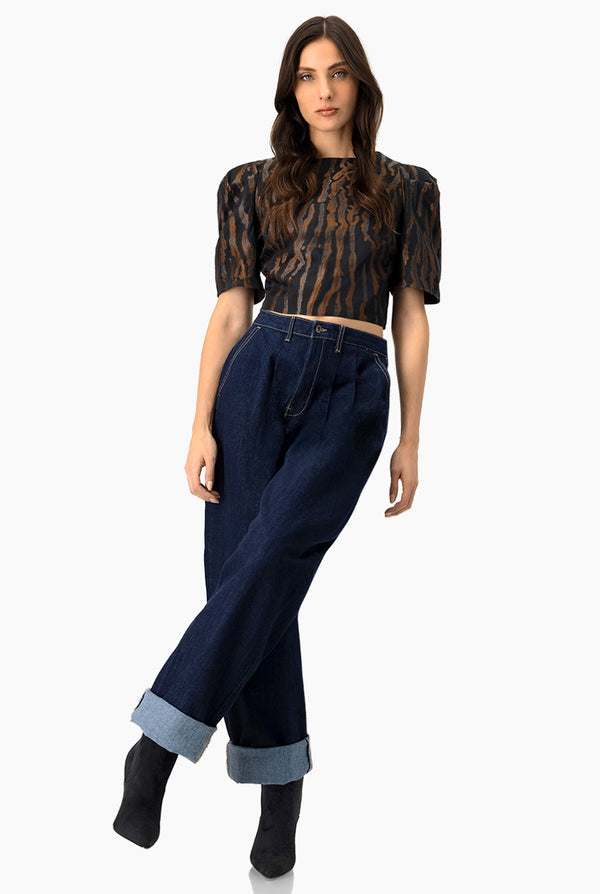 Blusa corta de manga globo