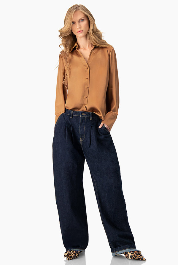 Blusa satinada manga larga