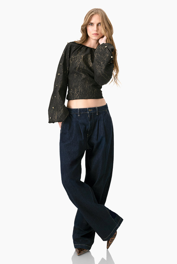 Blusa de manga larga amplia