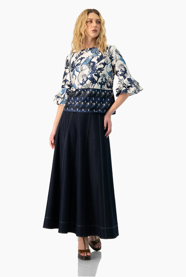 Blusa manga 3/4 con olanes