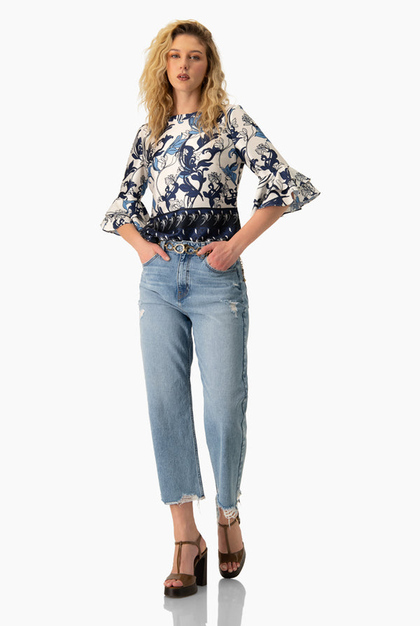 Blusa manga 3/4 con olanes