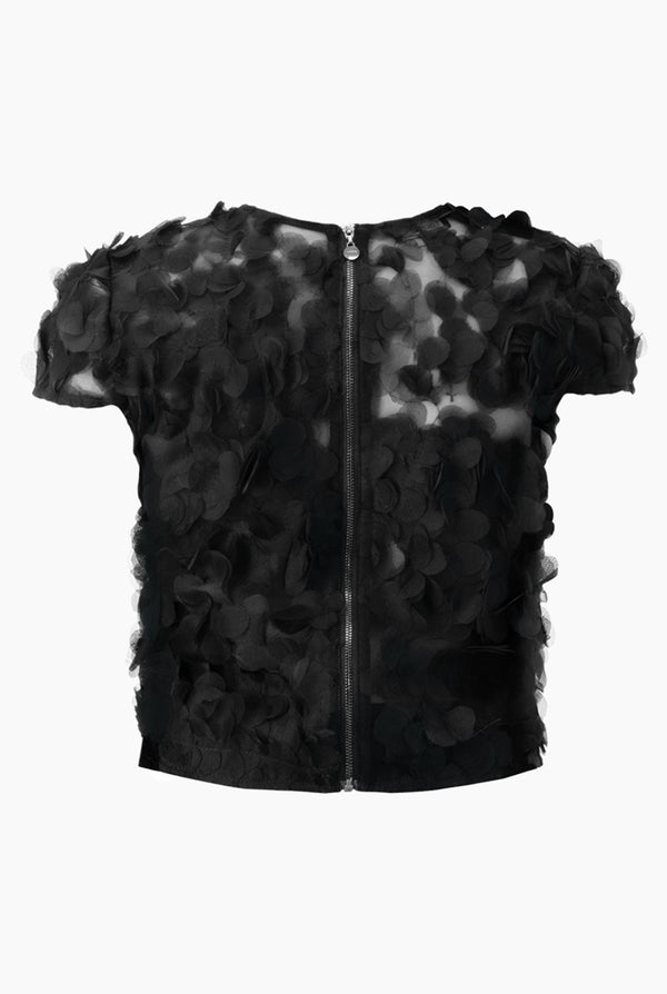 Blusa negra recta de cuello redondo