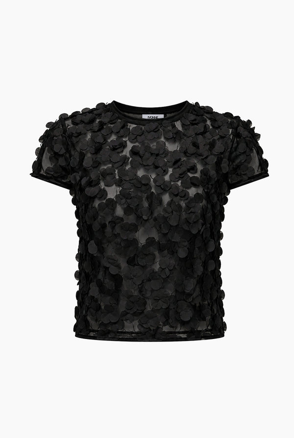Blusa negra recta de cuello redondo