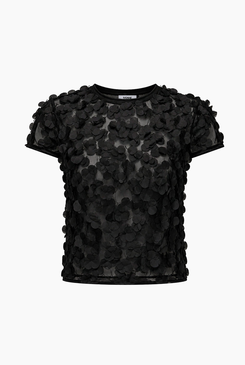 Blusa negra recta de cuello redondo