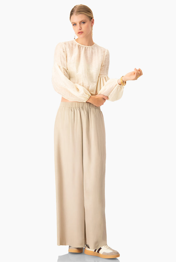 Blusa lisa de manga larga globo