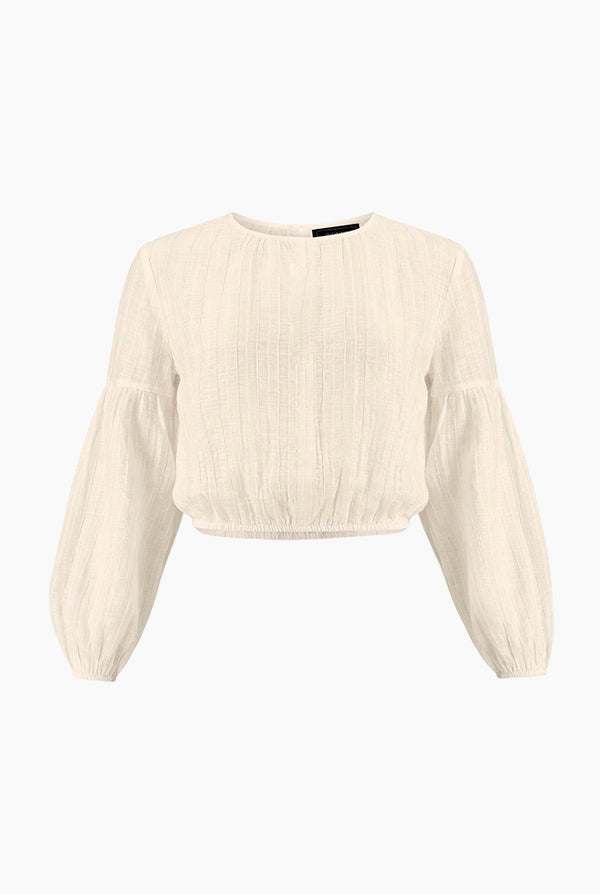 Blusa lisa de manga larga globo