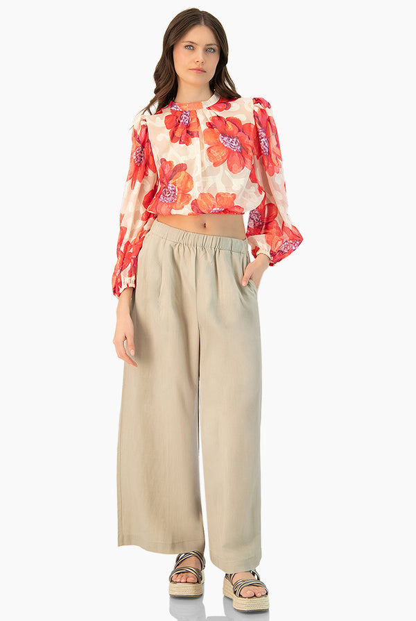 Blusa estampada  de cuello redondo