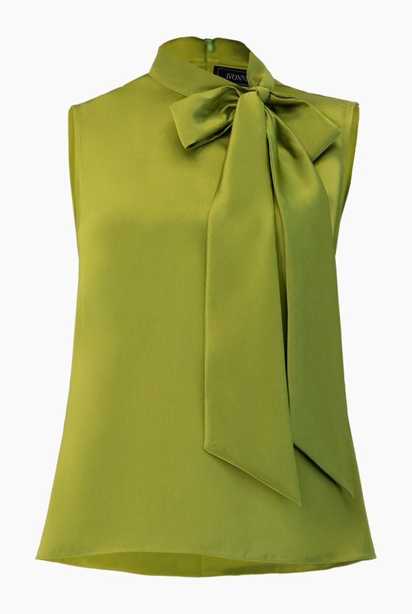 Blusa verde cuello con cinta