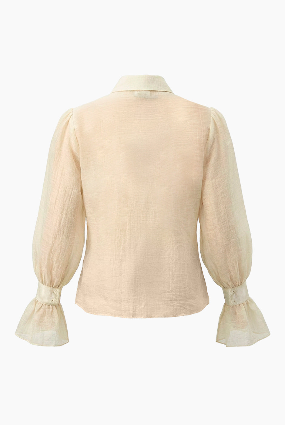 Blusa camisera marfil de manga larga con botones y puños