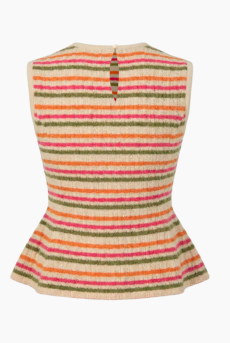 Blusa peplum multicolor sin mangas con rayas horizontales