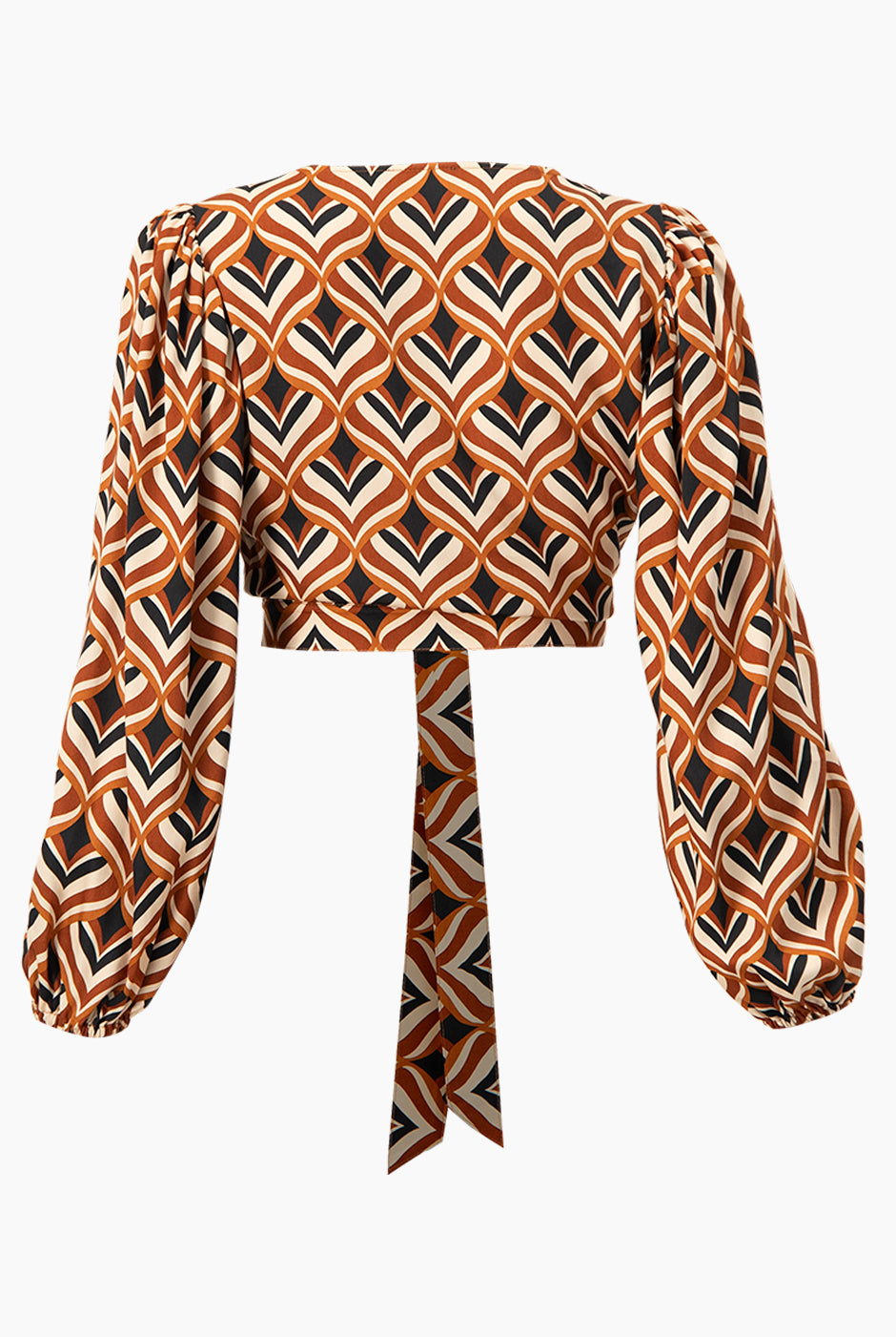 Blusa multicolor con escote en V y amarre, manga larga
