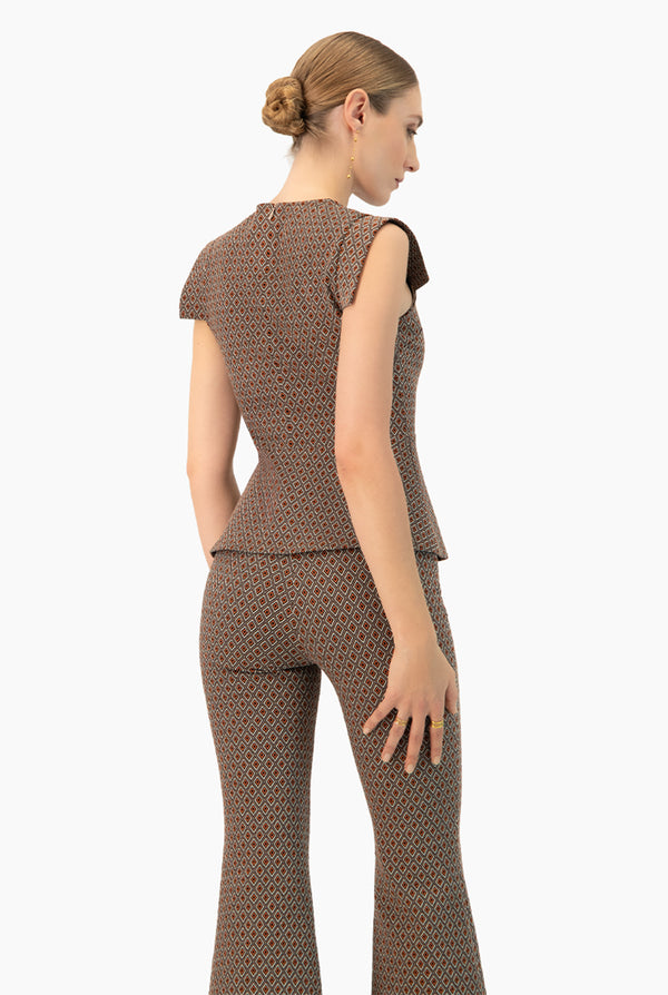 Blusa peplum de manga simulada