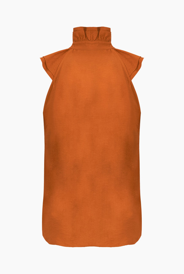 Blusa cafe de cuello alto