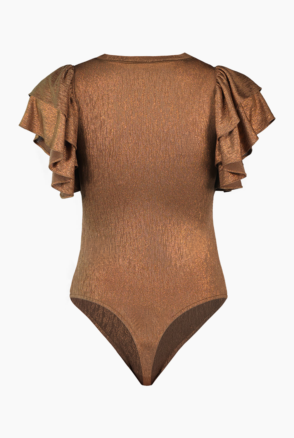 Body cobre con mangas volantes y cuello redondo