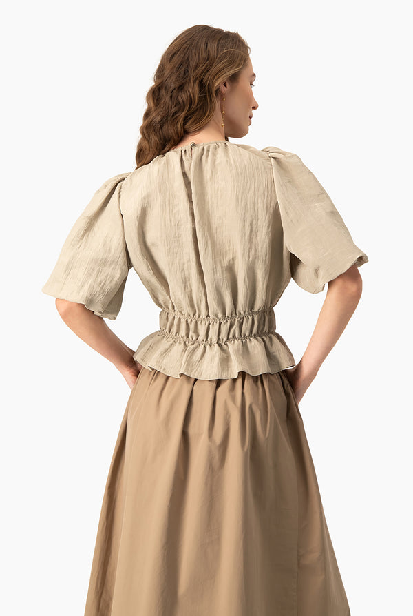 Blusa de manga globo corta