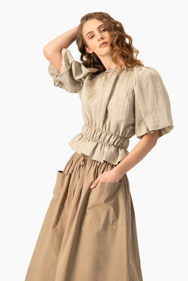 Blusa de manga globo corta