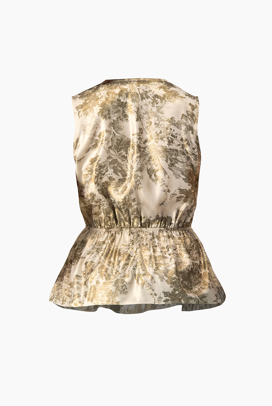 Blusa verde olivo con estampado floral y escote en V
