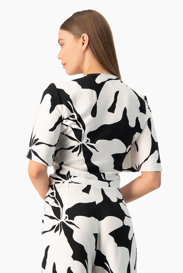 Blusa estampada de amarre