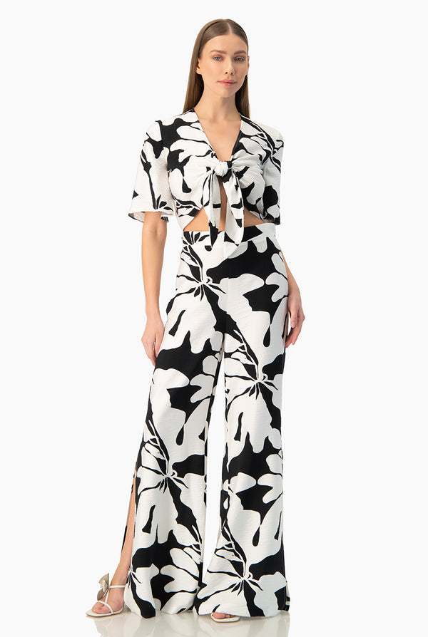 Blusa estampada de amarre