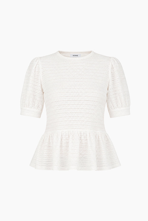 Blusa peplum blanca manga corta