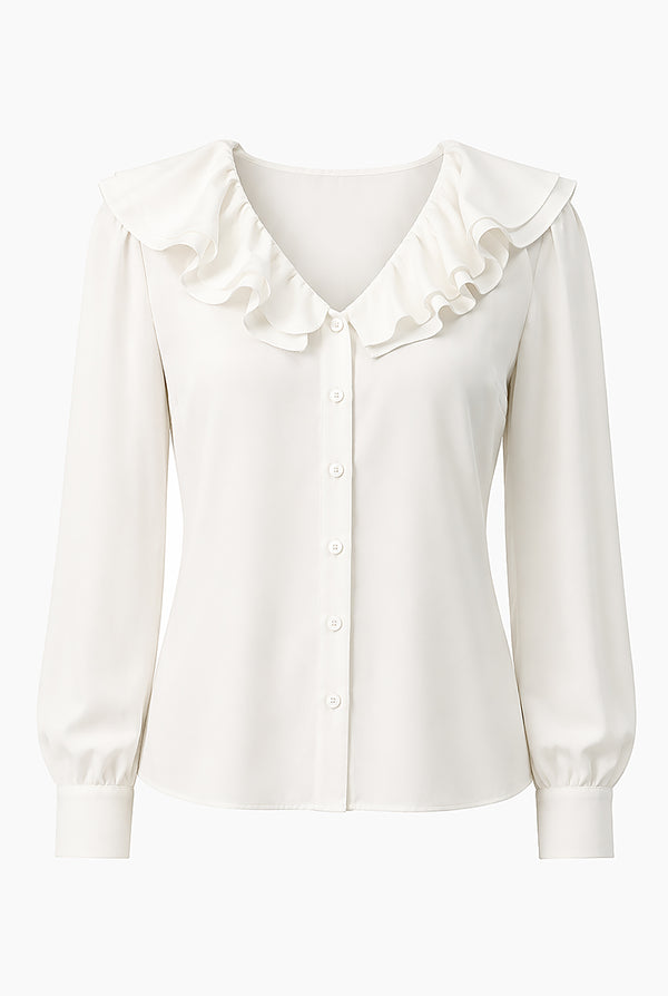 Blusa escote en V con volante