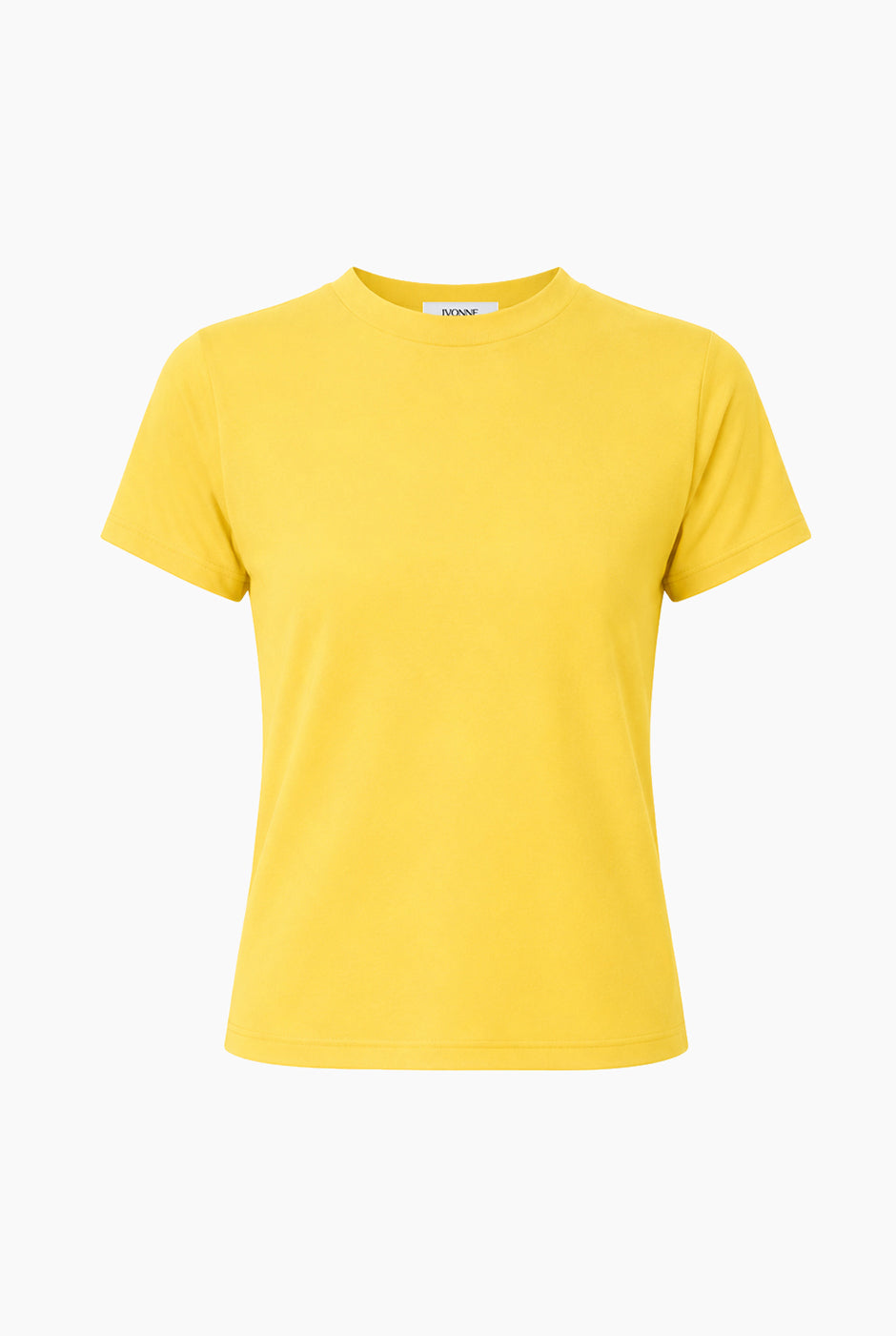 Playera básica amarilla de manga corta y cuello redondo