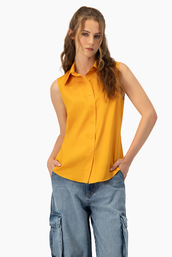 Blusa lisa camisera sin mangas