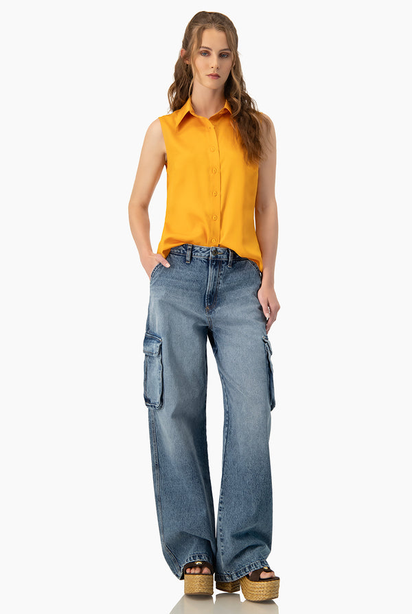 Blusa lisa camisera sin mangas