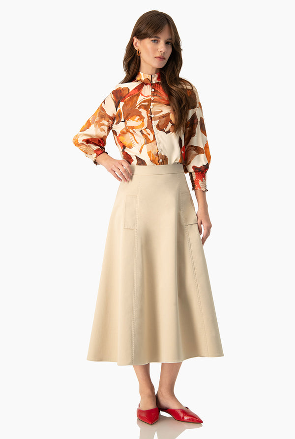 Blusa Ivonne manga 3/4 con smock