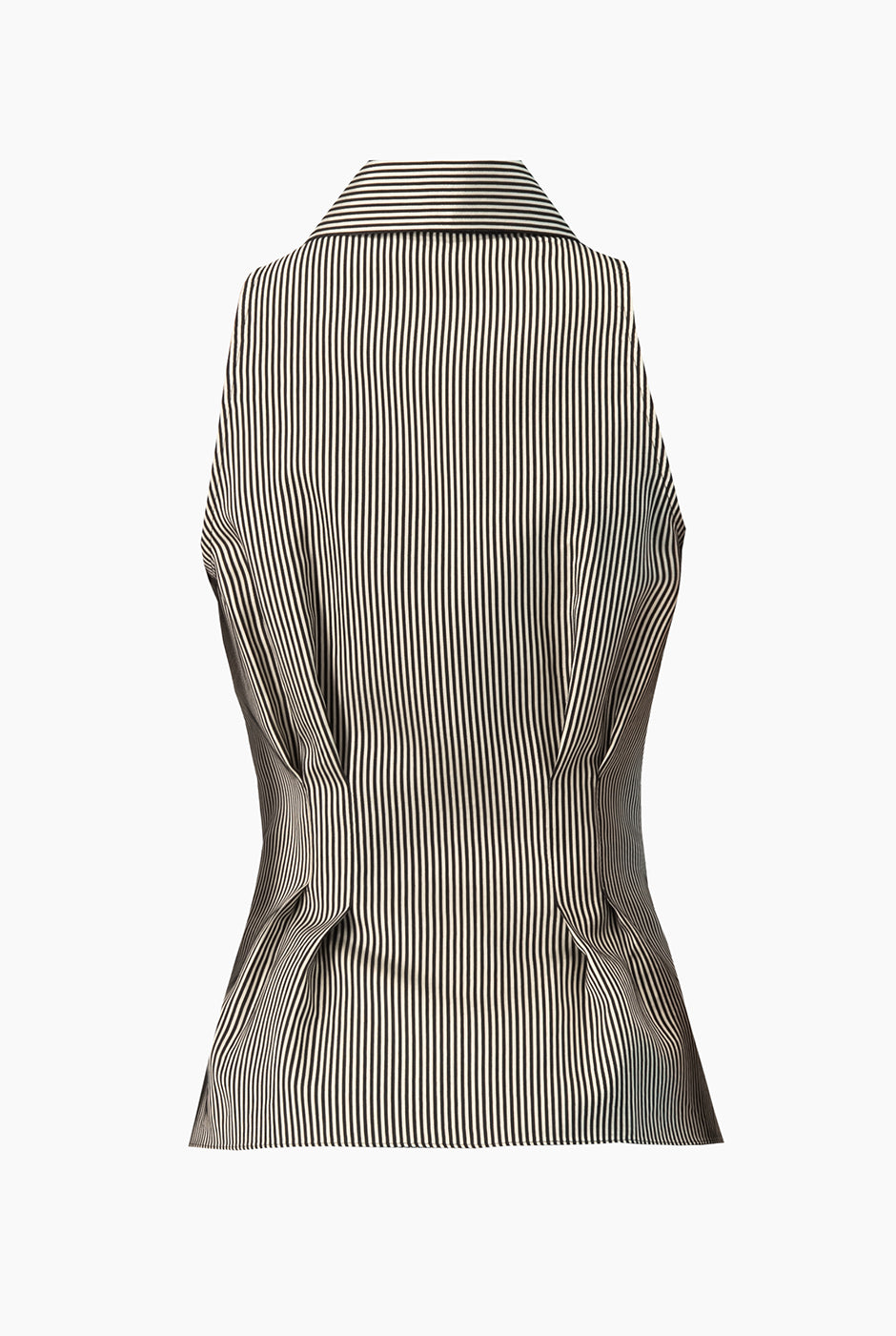 Blusa Ivonne rayada negra con cinta y cuello camisero