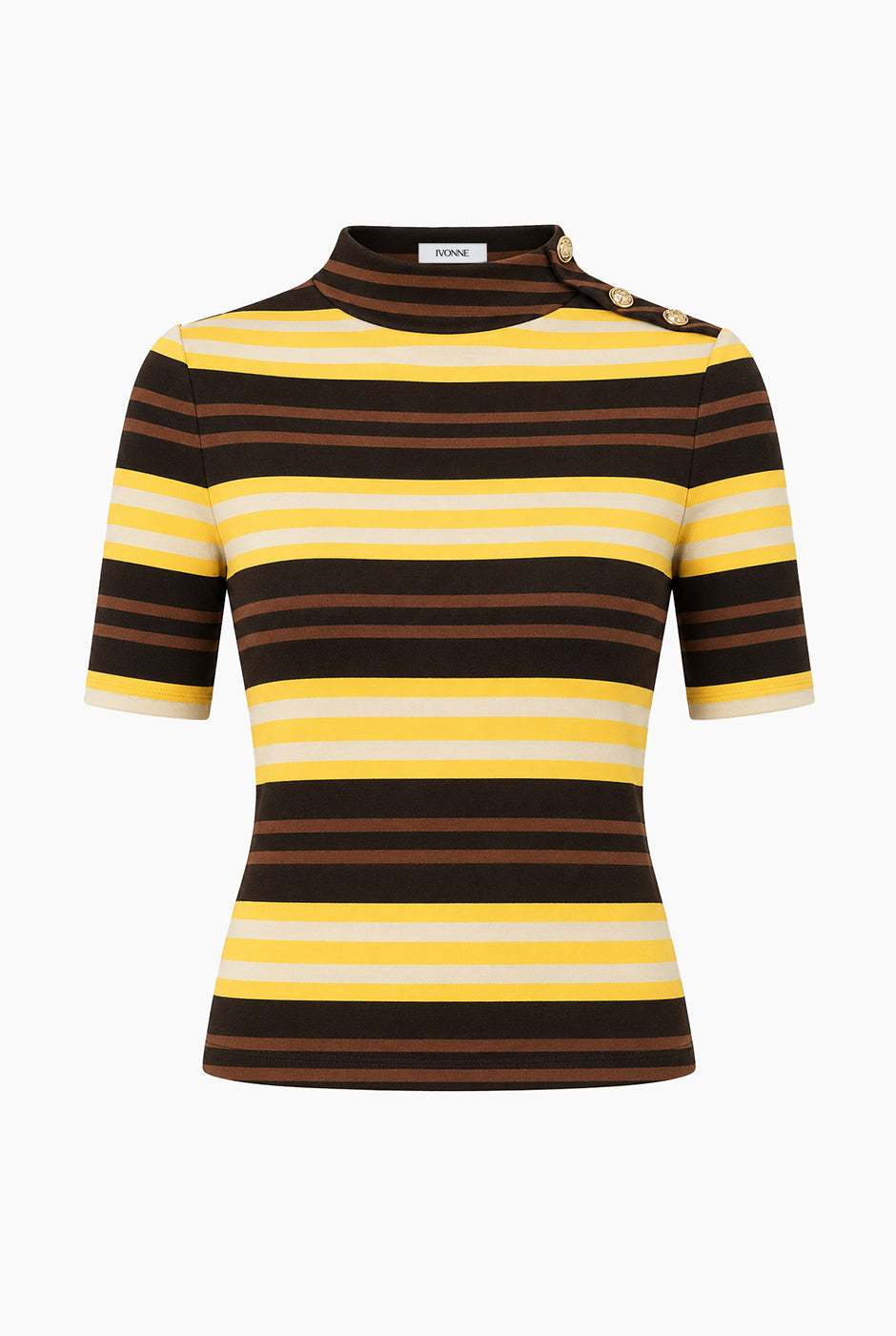 Blusa Ivonne multicolor con botones en hombro, manga corta