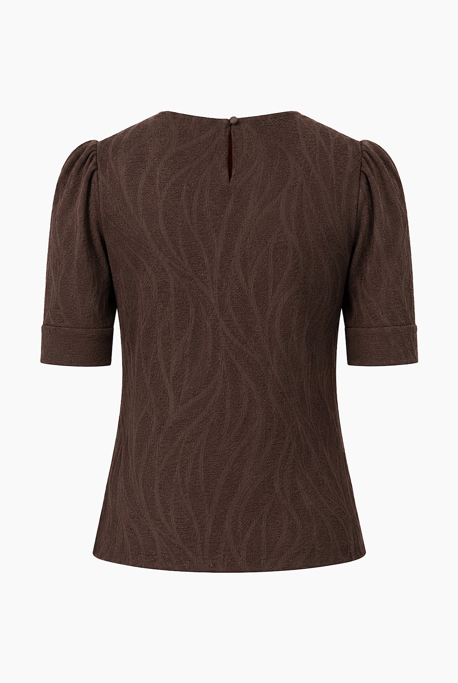 Blusa Ivonne recta café con manga corta y textura tejida