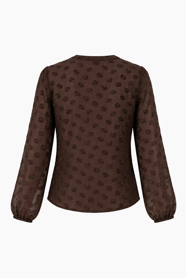 Blusa Ivonne recta cafe manga larga