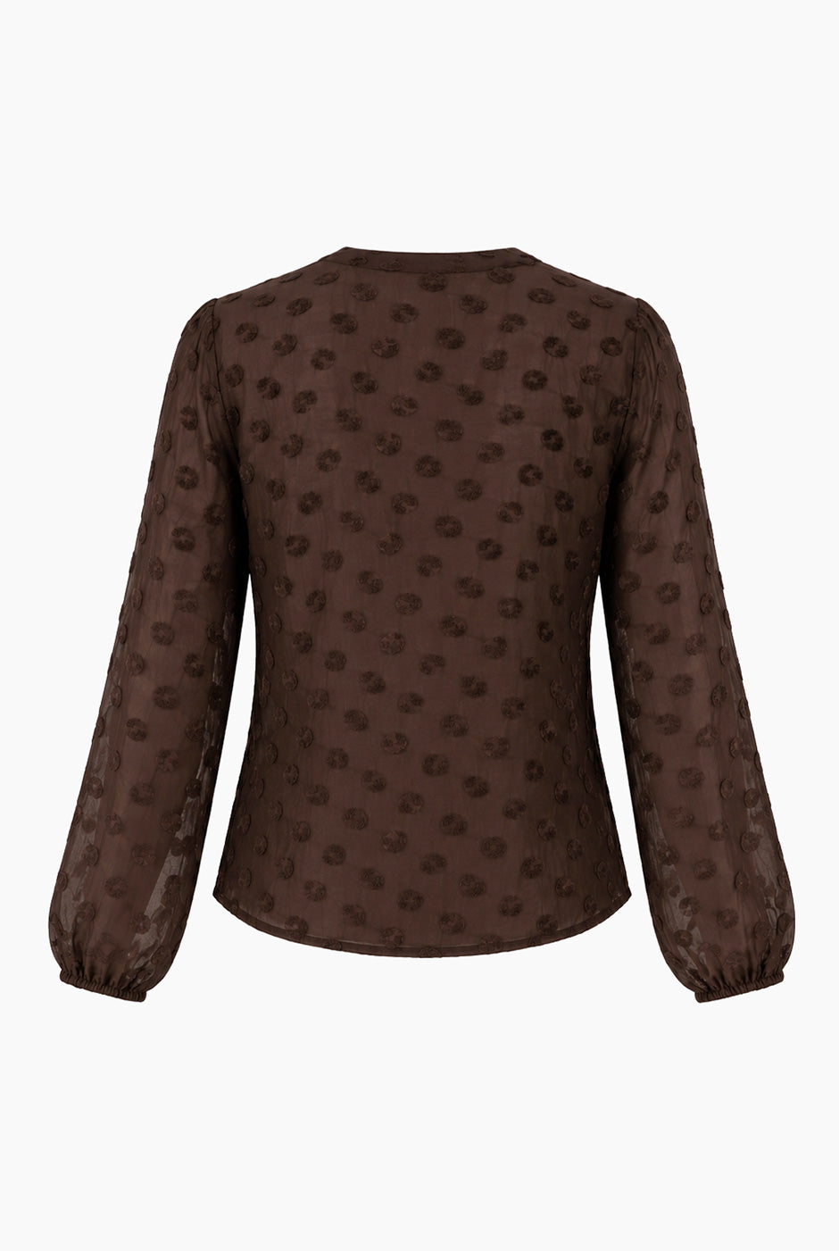 Blusa Ivonne café con estampado de puntos y escote en V