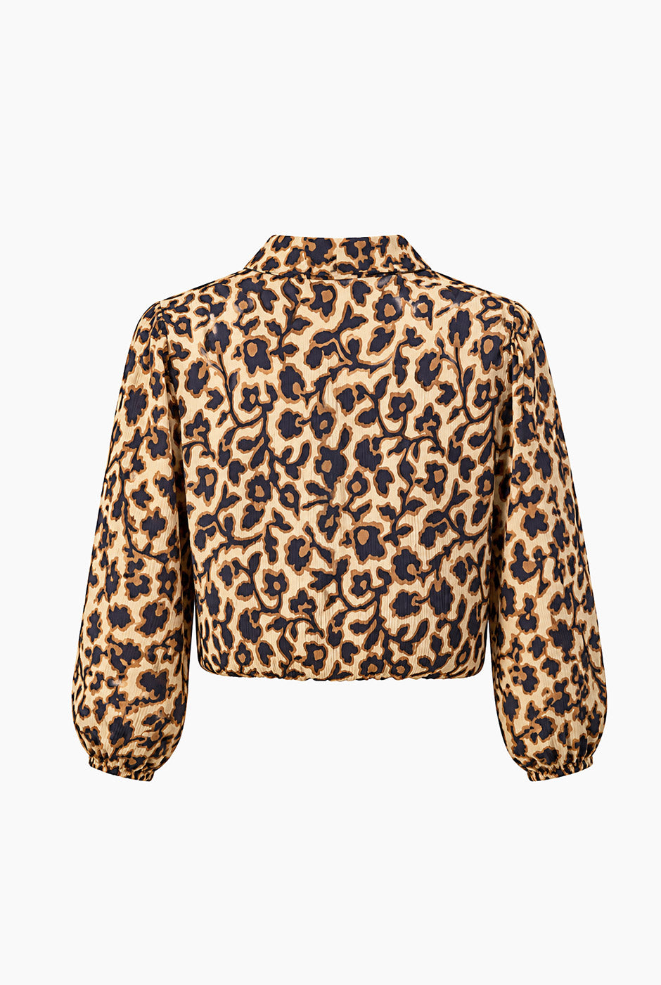 Blusa estampada Ivonne multicolor con cuello alto y estampado animal print