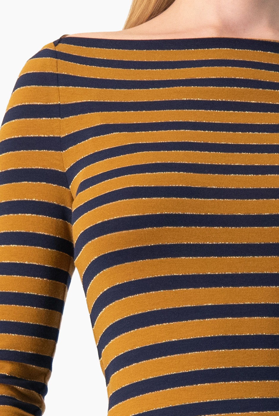 Blusa Ivonne manga larga volantes con rayas multicolor