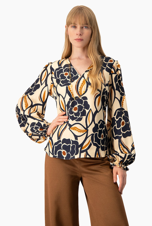 Blusa Ivonne estampada manga larga