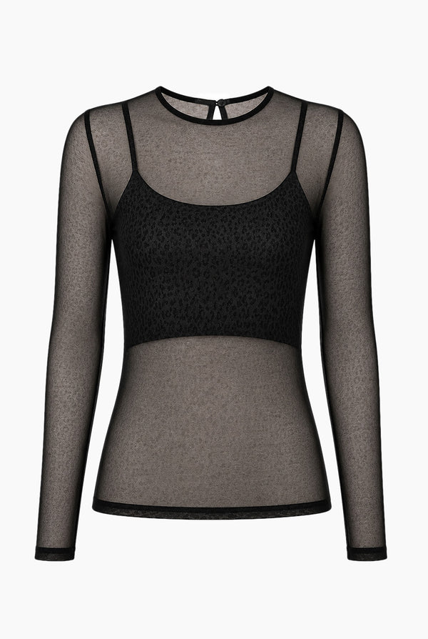Blusa Ivonne negra cuello redondo