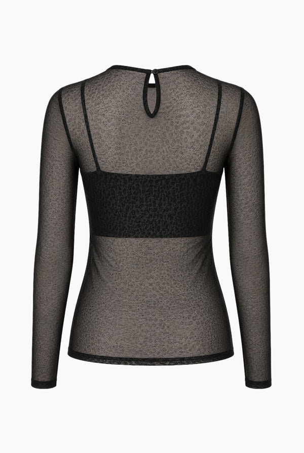 Blusa Ivonne negra cuello redondo