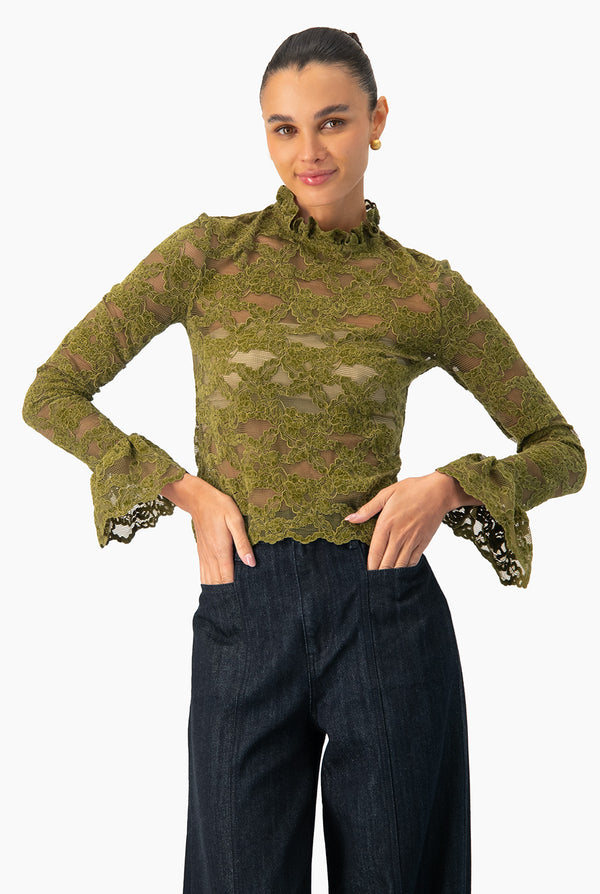 Blusa Ivonne manga volante larga
