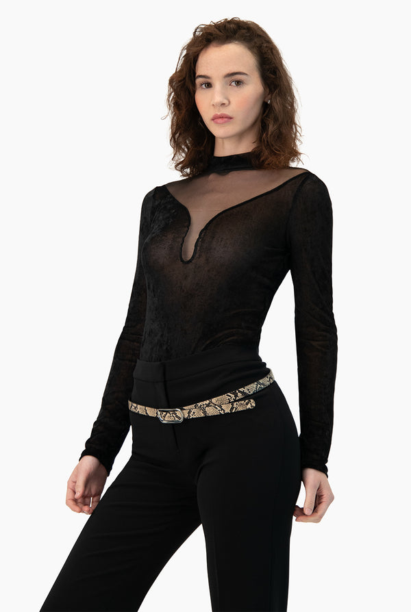 Body negro de manga larga Ivonne