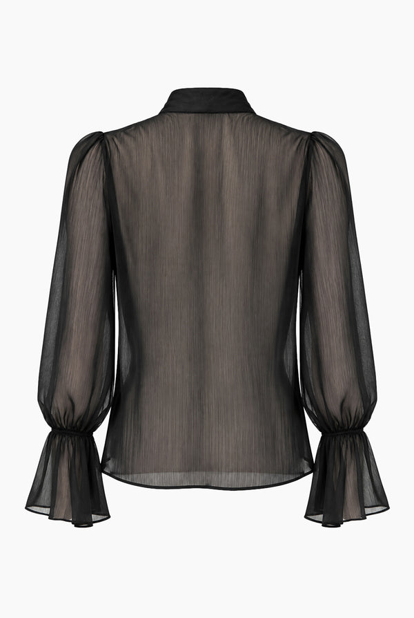 Blusa Ivonne negra cinta en cuello