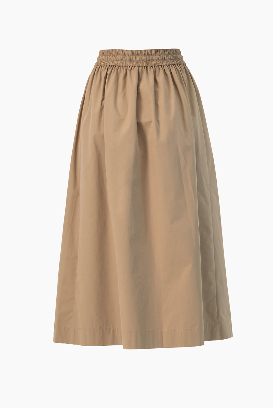 Falda midi khaki con bolsillos y cintura elástica