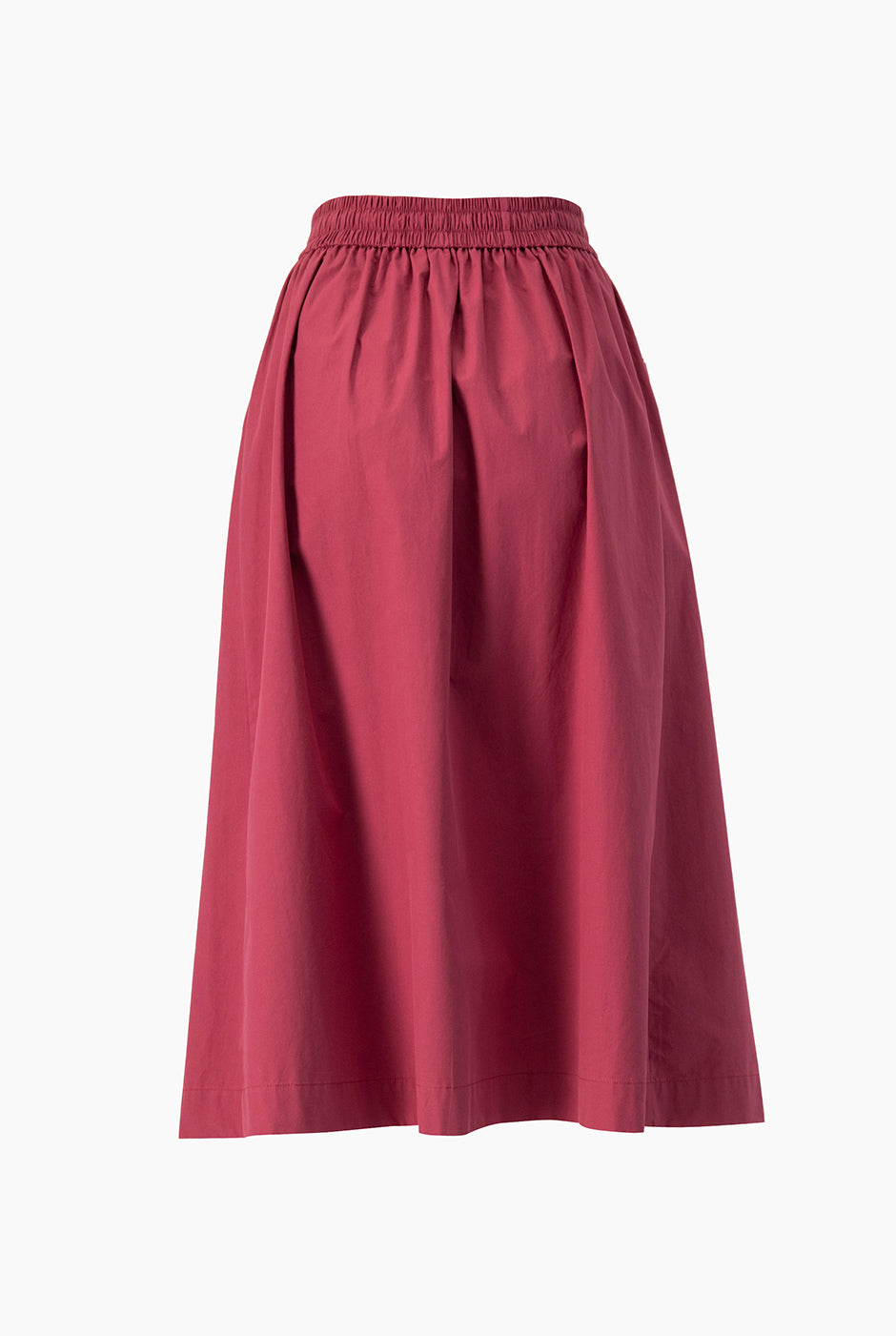 Falda midi rosa obscuro con bolsillos y cintura elástica