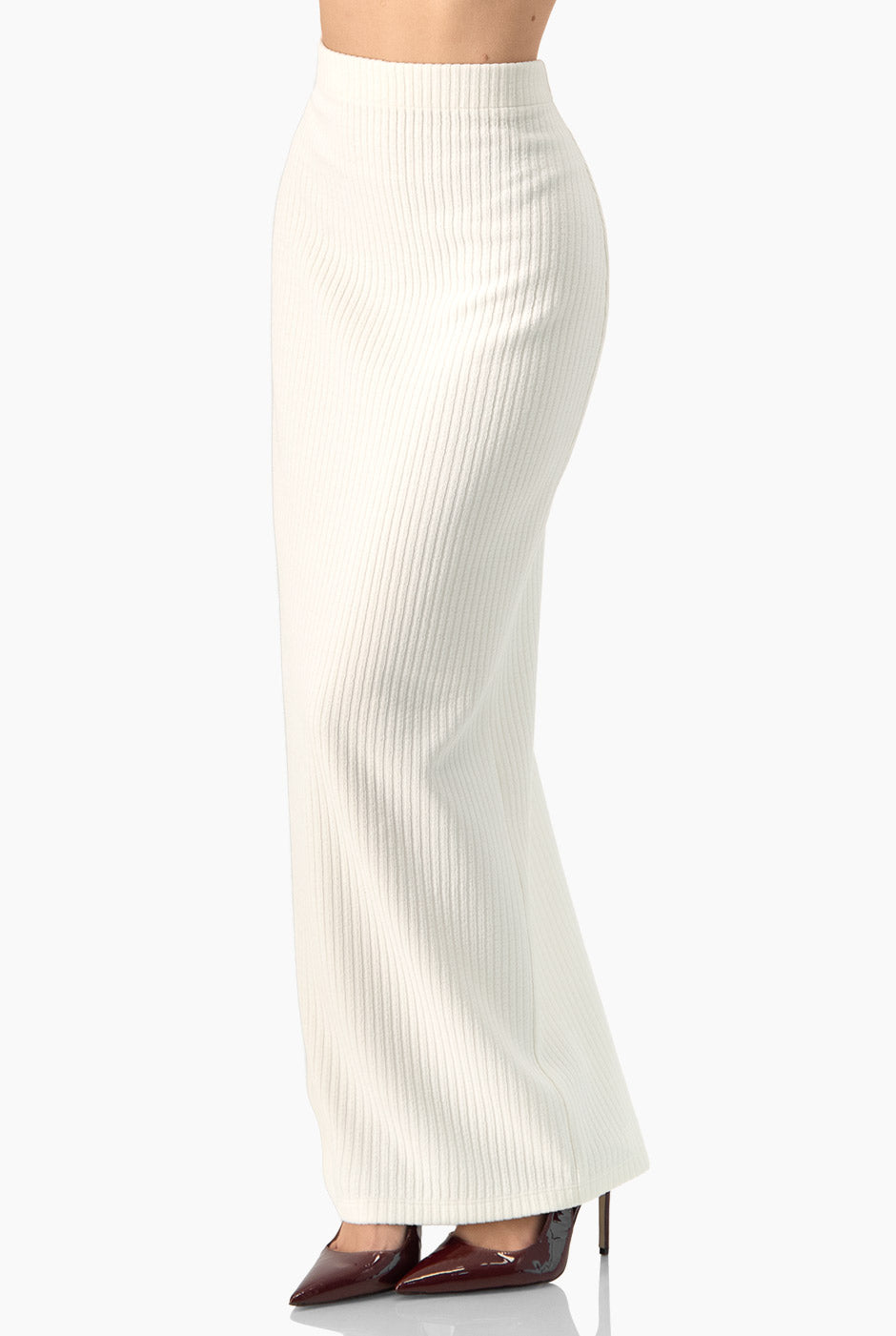 Falda lápiz larga natural con cierre y abertura trasera