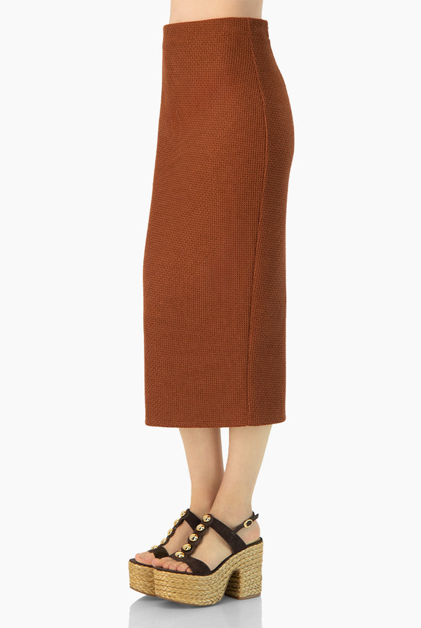 Falda cafe con abertura