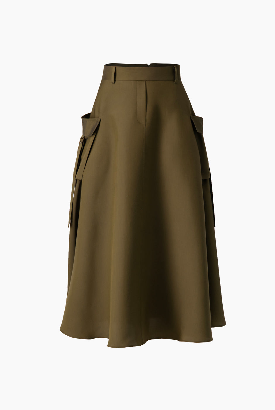 Falda larga estilo cargo verde olivo con bolsillos grandes
