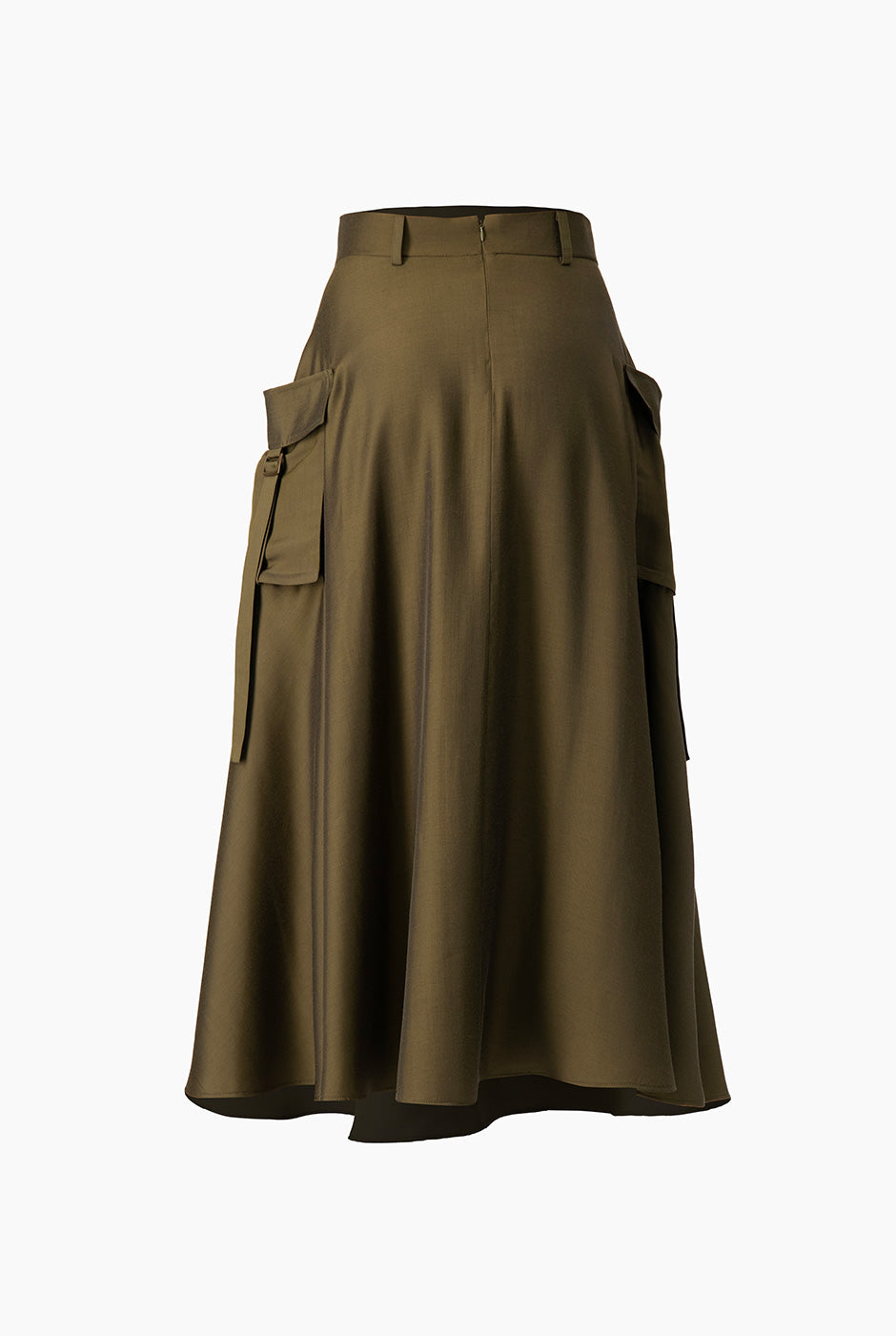 Falda larga estilo cargo verde olivo con bolsillos grandes