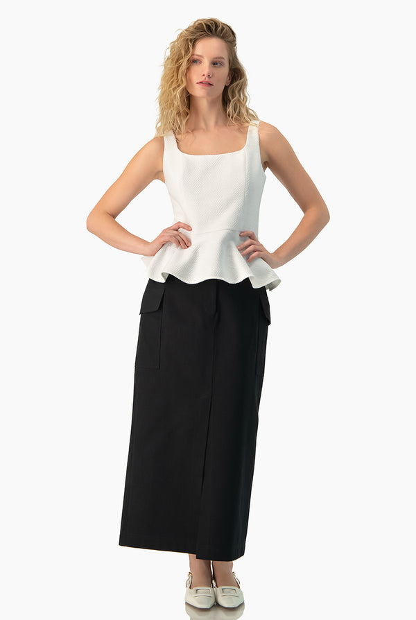 Falda larga color negro con cinta